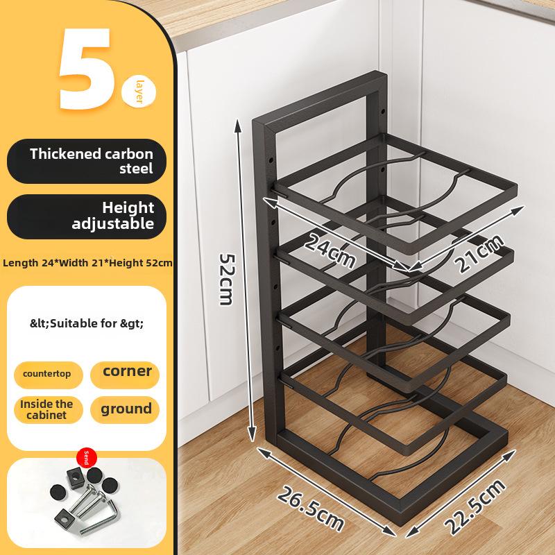Adjustable Multi-Layer Floor Countertop Pot Storage Rack