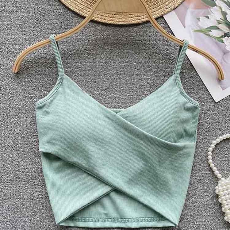 Unregelmäßiges lässiges Sport-Camisole für Damen mit Trägerdesign, einfarbig, modisch 2023 Y2K, elegant, schick, schlankes Tanktop