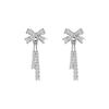Bow Tassel Stud Earrings Women's Light Luxury Cold Style Design Earrings with The Same Versatile Ear Jewelry