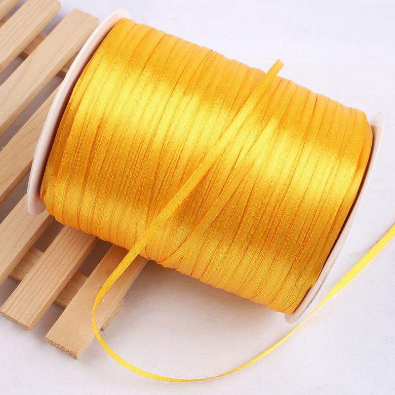 Golden Yellow Silk Ribbon for Gift Wrapping: Colorful, Satin, Woven Flowers, 0.3cm-7.5cm, Perfect for Thanksgiving