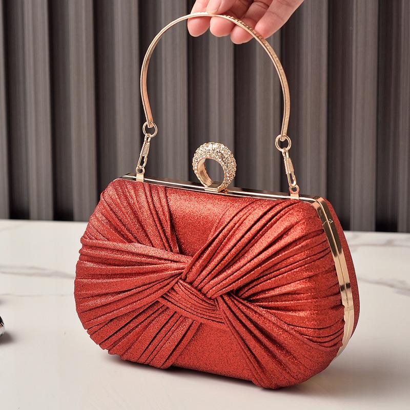Bow Party Clutch Bag, Pleated Evening Dress Handbag for Women, Wedding Bride Prom Wedding Banquet Reception Evening Purse