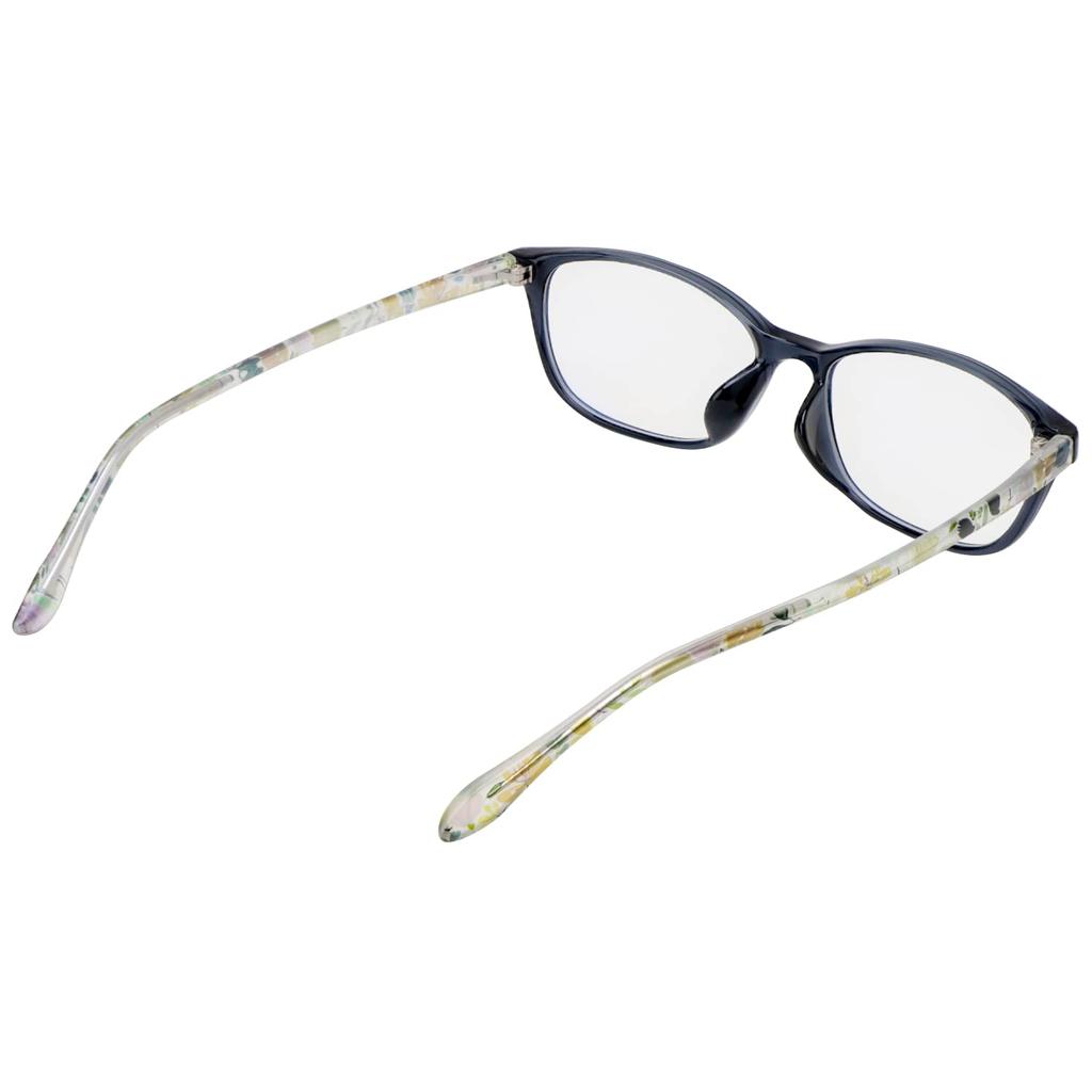 Pearl Reading Glasses Blue Light Blocking Anna Emilia UV Protection Clear Lenses Floral Pattern Black 1.5 Women's AE-AN-002