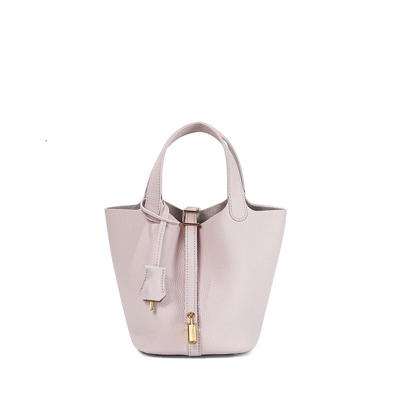 Women's High-Quality Genuine Leather Bucket Bag - Exquisite Cowhide Handbag