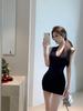 Women's Summer V-Neck Knit Vest Dress – Sexy, Figure-Hugging, Waist-Cinched Short Skirt