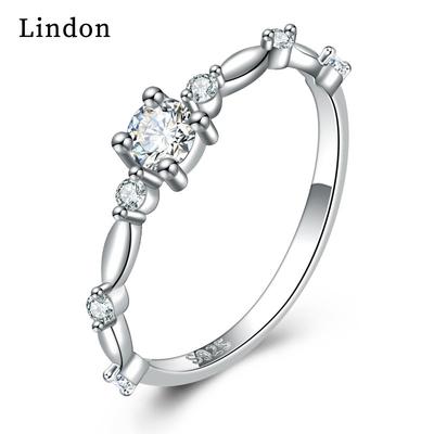 Lindon Classic Copper Alloy Zircon Ring Ladies Jewelry Wedding Promise Party Gift