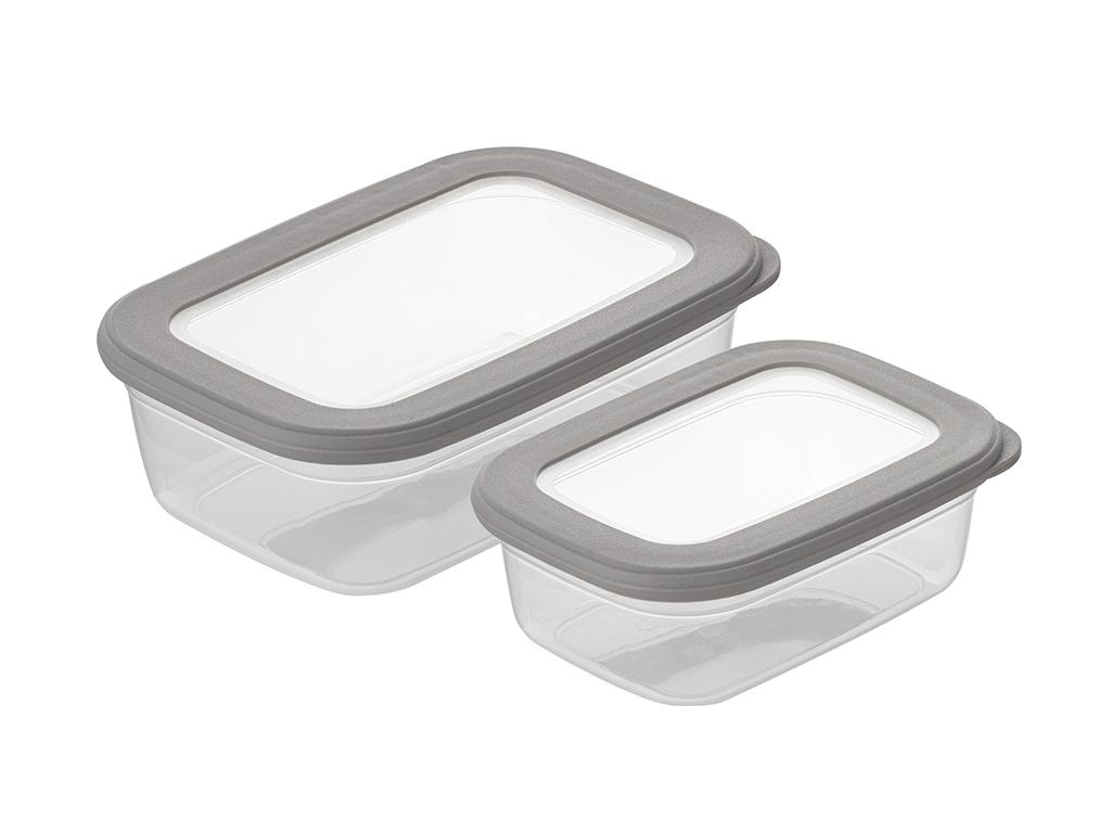 Pojemniki Do Żywności Plastikowe Prostokątne Foodie Kpl. 2Szt. 670Ml 1,2L