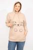 Women's Style Big Size Sweatshirt Mink Plus Size Sweatshirt With Tiered Front Print And Hood Detail