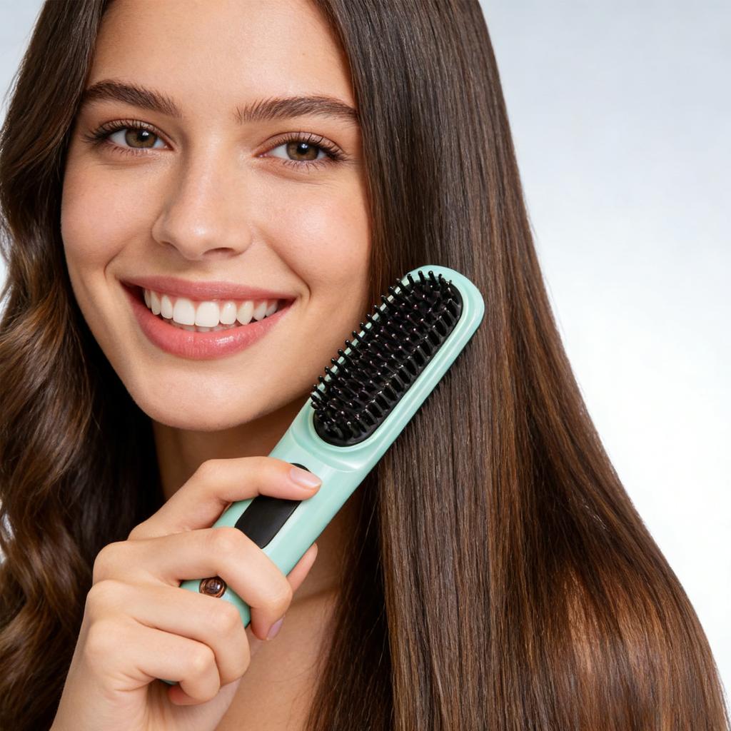Hair Straightening Brush, Quick Styling Tool, Rechargeable Wireless Hair Straightening Device, Personal Care Comb