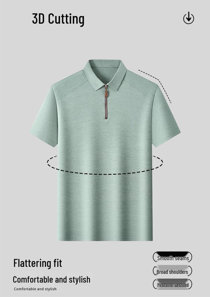Men's Summer Breathable Short Sleeve Half-Zip Polo Shirt