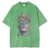 T-shirt with a Pattern of Flowers Sprouting from Human Eyes and Head, Vintage Van Gogh Style Men's Top