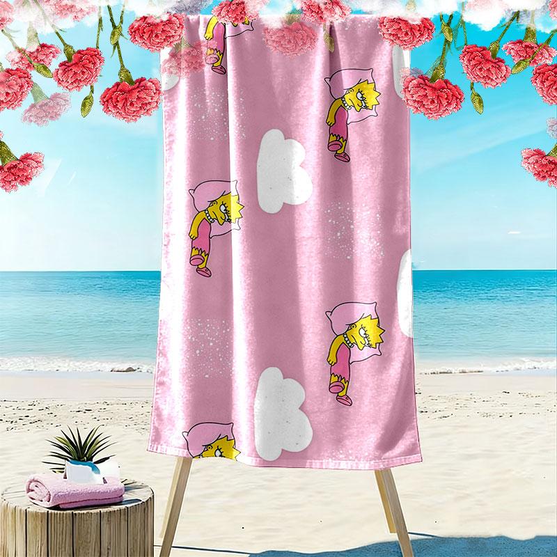 Lisa Simpson Print Beach Towel, Large Soft Quick Dry Towel for Beach Camping Swimming