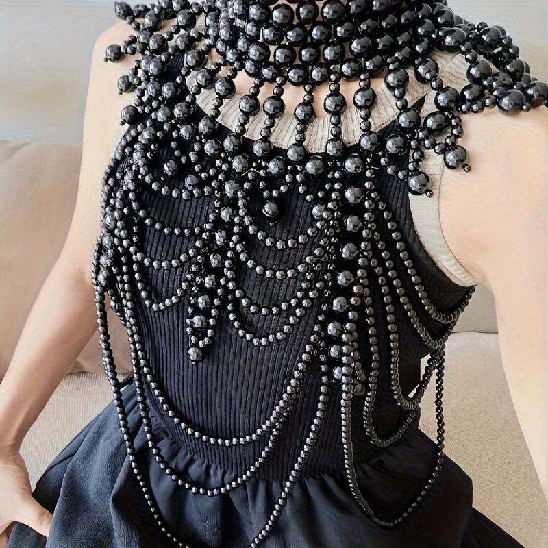 

1 шт., белые бусины из искусственного жемчуга, бисерная цепочка для тела, увеличенная цепочка на плечо, ювелирные изделия, гламурные украшения для тела, аксессуар