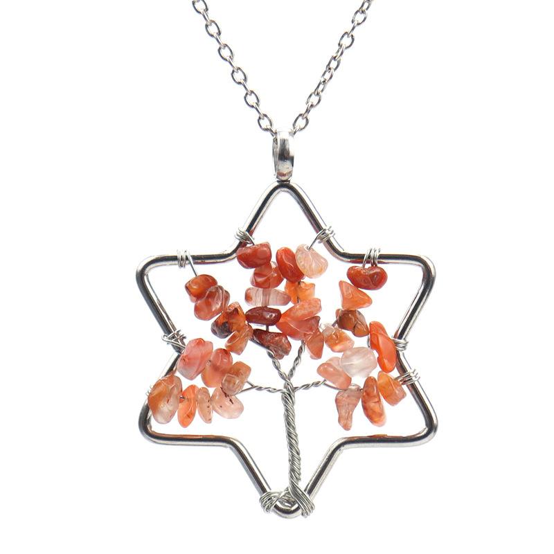 Handmade Hexagram Tree Of Life Necklace Gravel Crystal Pendant N66