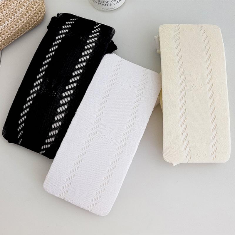 Letnie Słodkie Rajstopy Dziecięce Dla Dziewczynek Jednokolorowe Koronkowe Z Kokardką Rajstopy Dla Dzieci Urocze Puste Cienkie Oddychające Legginsy Skarpetki