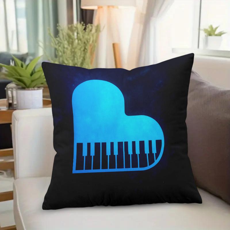 pc D Flat Pillow Not Included Blue Piano Heart Music Lover Cushion Cover Plush Artist Gift Living Room Decor Case