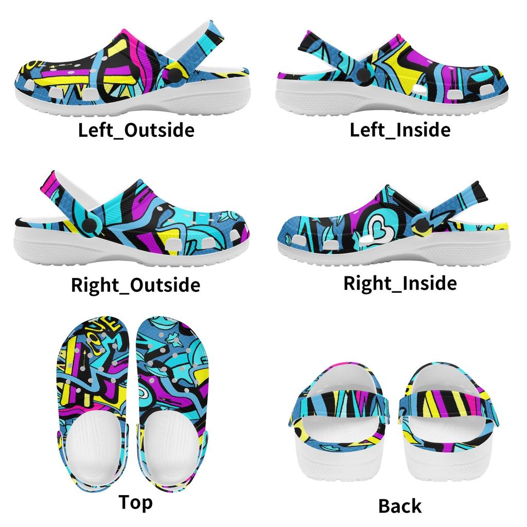 Lightweight Printed EVA Garden Shoes Unisex Breathable Slip On Clogs Beach Pool Bathroom Home Summer Slippers Home Garden Use