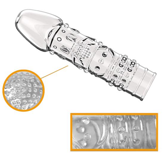 Reusable Clear Penis Extension Sleeve Girth Enhancer Delay Ejaculation Sex Toy