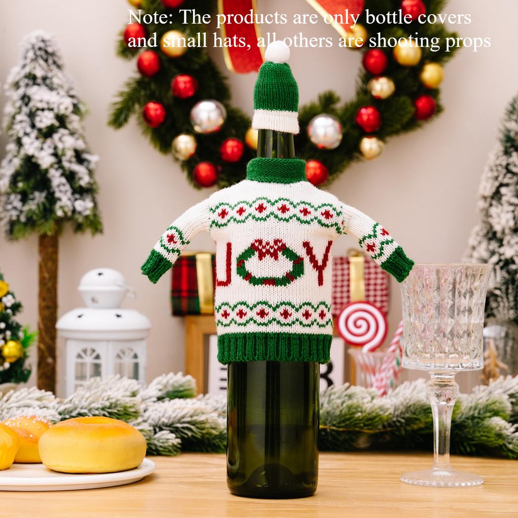 Christmas Knitted Wine Bottle Cover Christmas Ornament Creative Cartoon Sweater Wine Bottle Cover Snowman Red Wine Cover
