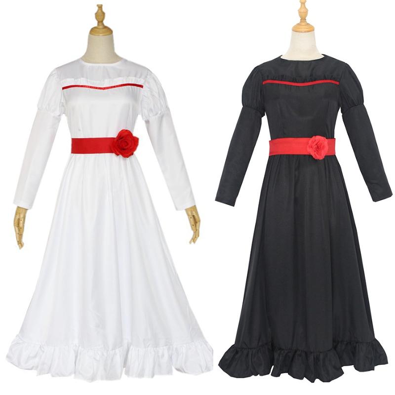 Anime Terrifying Bride's Chachi Annabelle Cosplay Costume Wig Summoning Doll Mask Woman Girl Evil Halloween Horror Costume Suits