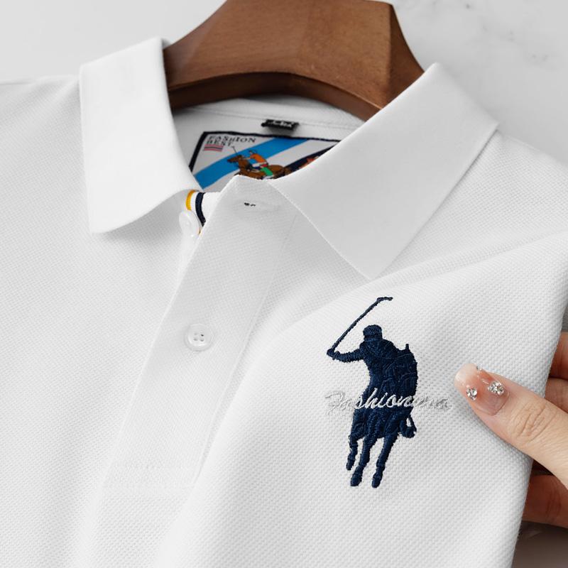 STORN Luxe Borduur Heren Poloshirt Zomer Dun Ademend 100% Katoen Zwart Marineblauw Kraag Korte Mouwen Tops Merk Kleding