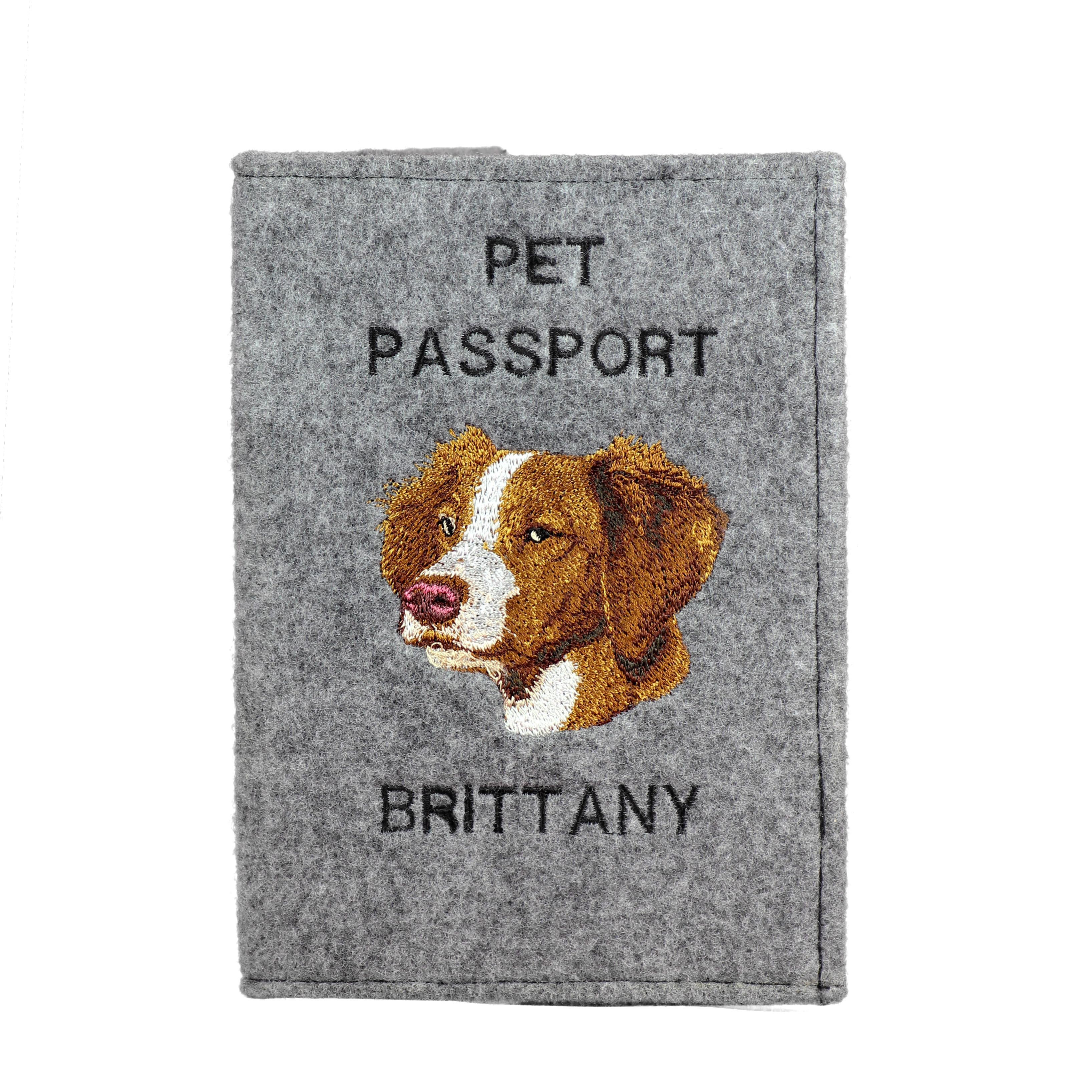 

Brittany Spaniel, Brittany Wiegref - Dog passport case, document case, gift for the traveller from the Art-Dog brand сірий колір