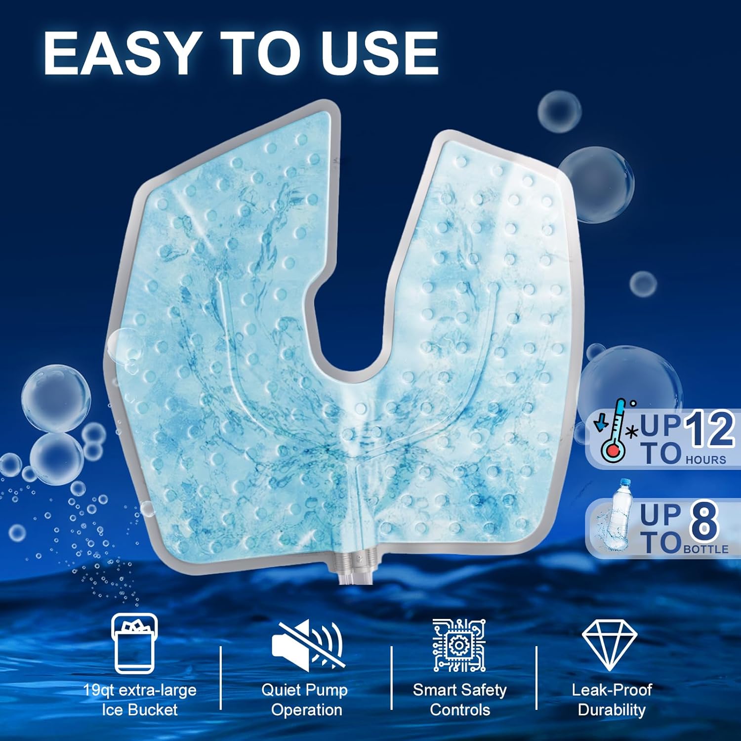 Ice Machine for Knee After Surgery,19QT Quiet Cold Therapy Machine for Knee Replacement with Auto Timer, Leak-Proof Design & Adjustable