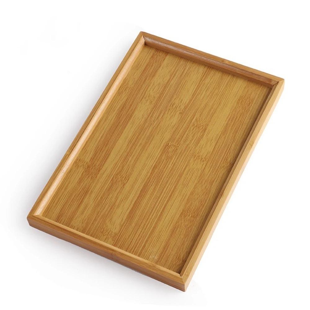 

Rectangular Bamboo Tray Wooden Household Dinner Plates Kitchen Accessories Solid Color Bread Tray