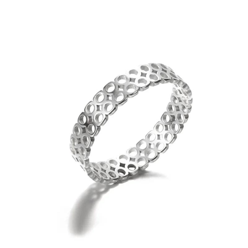 2022 Trendy Hollow Roman Numeral Ring Stainless Steel Love Heart Finger Rings Geometry Brand Jewelry Women Size 7-9