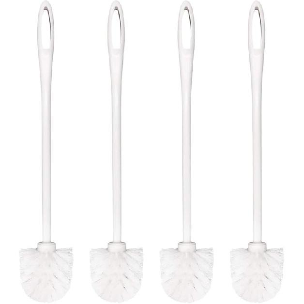 Туалетная щетка белая с мягкой щетиной длинная ручка щетка для унитаза и держатель эко-пластик средство для чистки унитаза - длина ручки 14,17 дюйма (4 шт.)