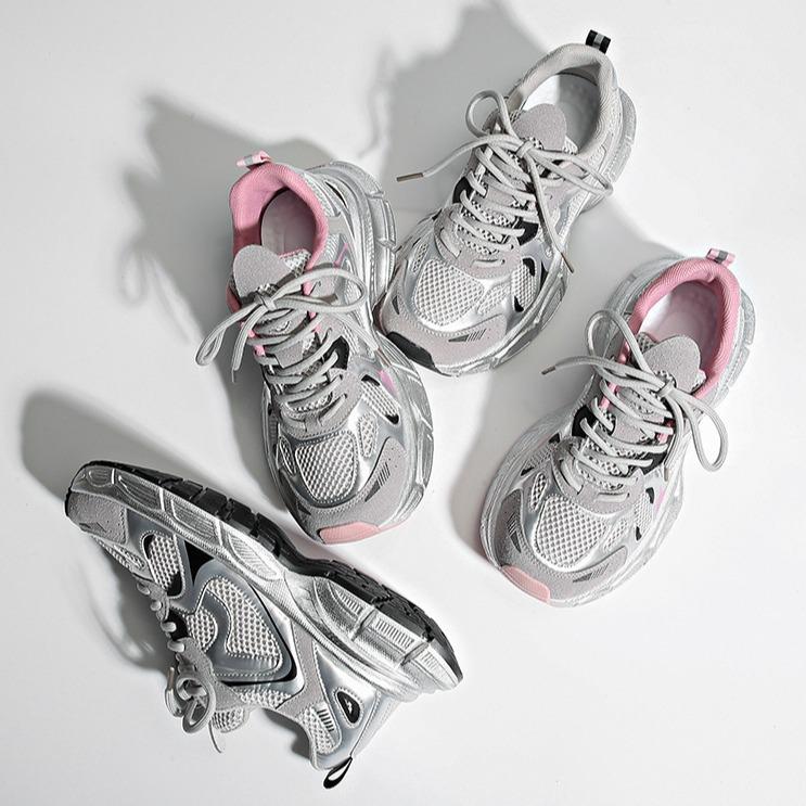 European Station breathable retro dad shoes women's 2025 early spring new thick-soled heightening fashionable versatile casual sports shoes