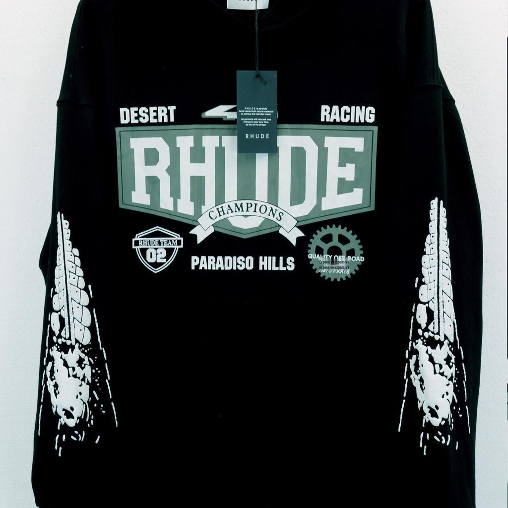 25SS RHUDE Geometric Hooded Sweatshirt - Men's Trendy European & American Style Jacket