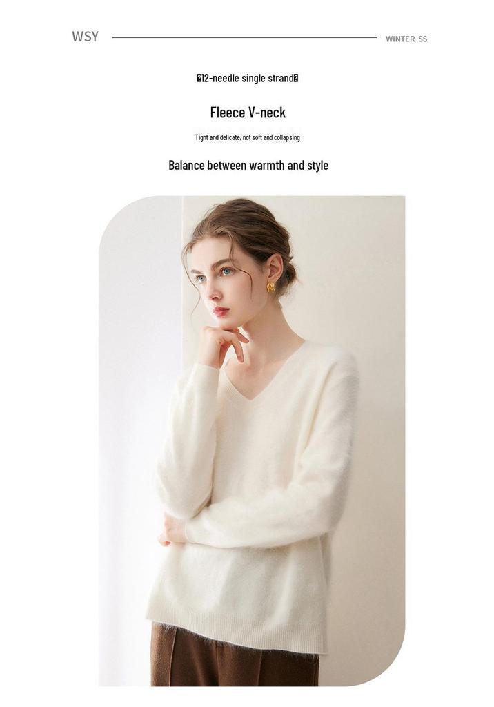Kangsai Women's 2026 Pure Cashmere Sweater: Autumn/Winter, 12-Gauge Knit, Korean Style, Loose Fit Pullover.