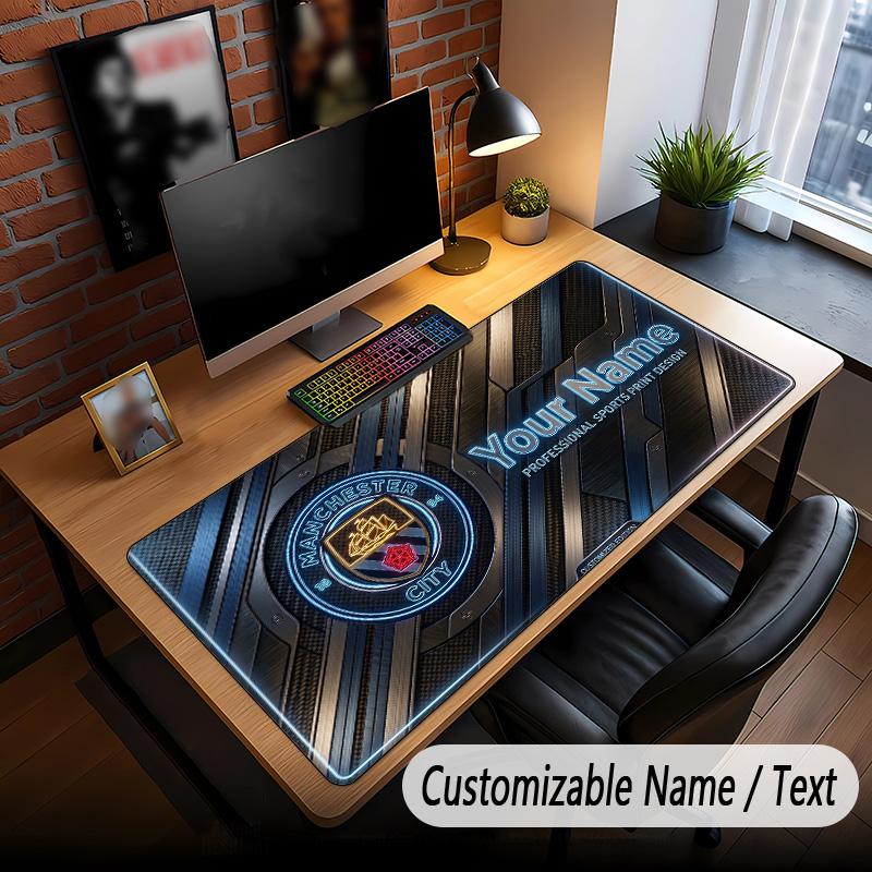 Large Mouse Pad Manchester City Print Custom Name Text Desk Mat for Office Gaming