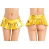Womens Metallic Shiny Pleated Miniskirt Low Rise Skirt Nightclub Dance Performance Costume