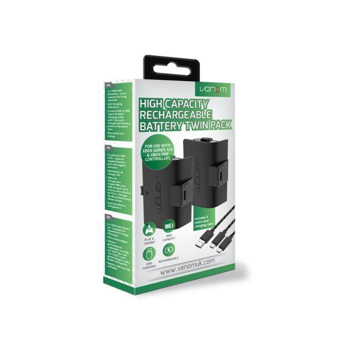 Pack Double Batterie Rechargeable Haute Capacité 1100mAh - Noir Pour Xbox Series X & S / Xbox One - Venom