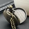 Vintage Bronze American Flag Design with Eagle Mini Pocket Watch Necklace - Steel Quartz Movement, Non-Waterproof Watch for Men