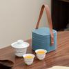 TLAKEHO Portable Mutton-fat Jade Porcelain Travel Tea Set