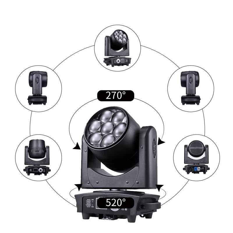 Mini 7x40W Full Colors RGBW 4in1 Bee Eye LED Moving Head Light DMX Stage Wash/Beam /Zoom Effect Disco Party Lamp