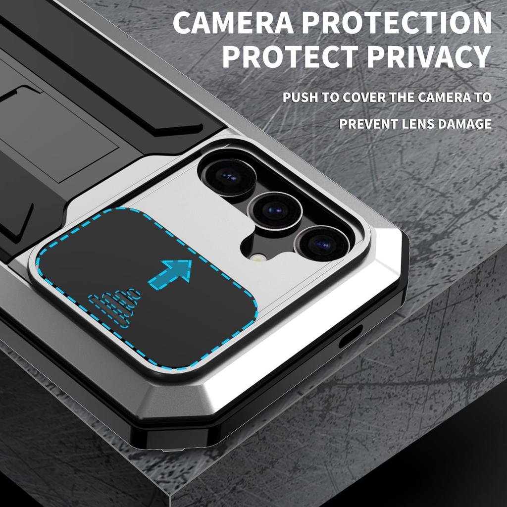 For Samsung S26 S25FE S25 Edge S24 S23 S22 Plus S21 Ultra Heavy Duty Metal Shockproof Case Screen Protector Sliding Lens Cover