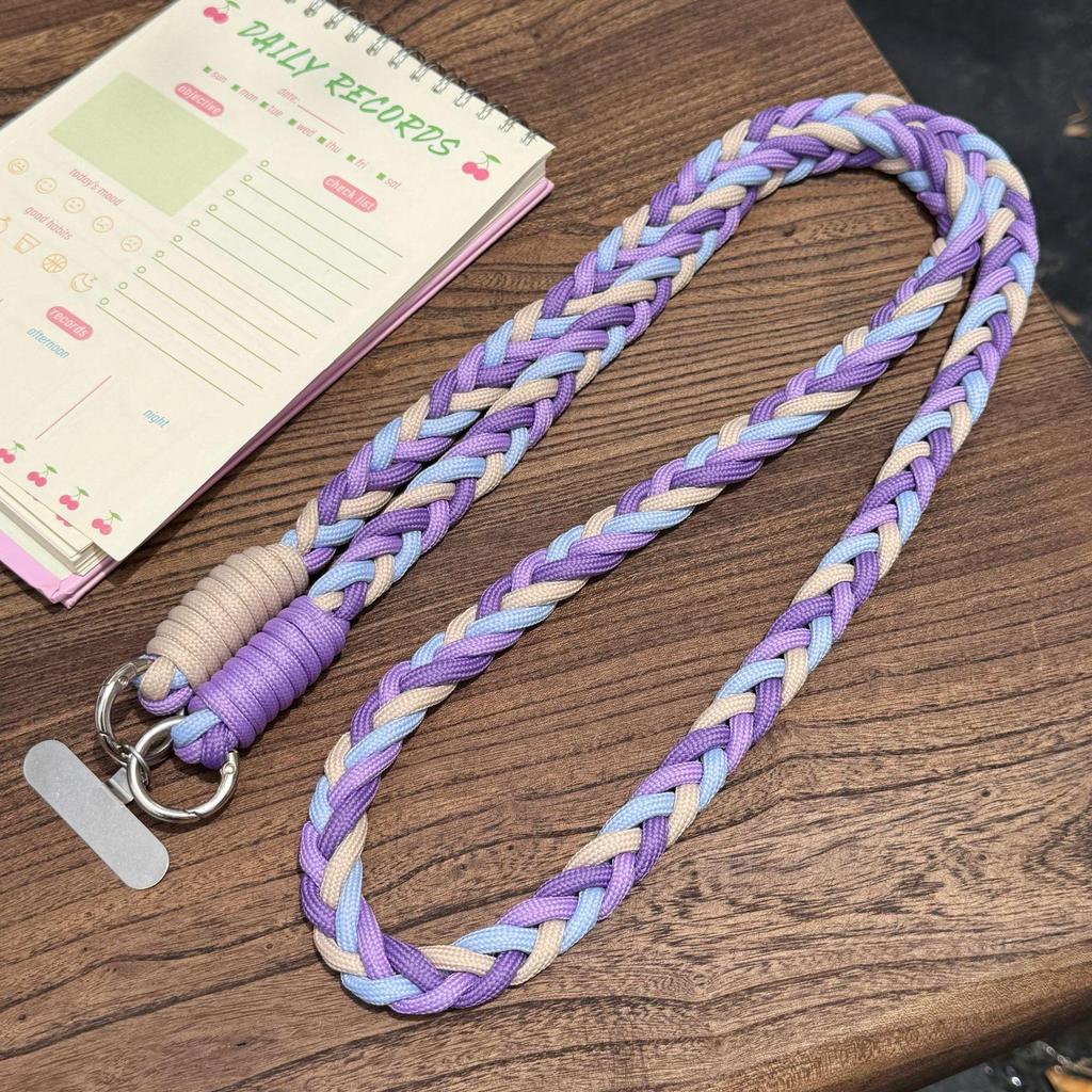 Stylish Braided Crossbody Lanyard: Adjustable, Four-Strand, Color-Block, Anti-Drop Phone Chain