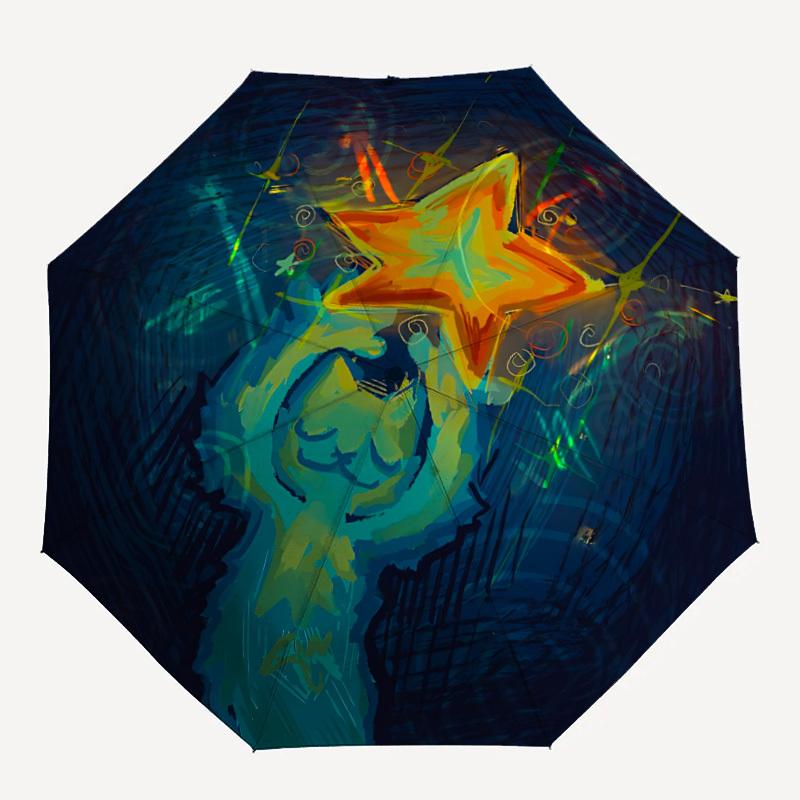 

1pc Star Planet Automatic Open/Close Umbrella, Portable Folding Umbrella, Compact Travel Umbrella for, Birthday/Christmas Gift 5001