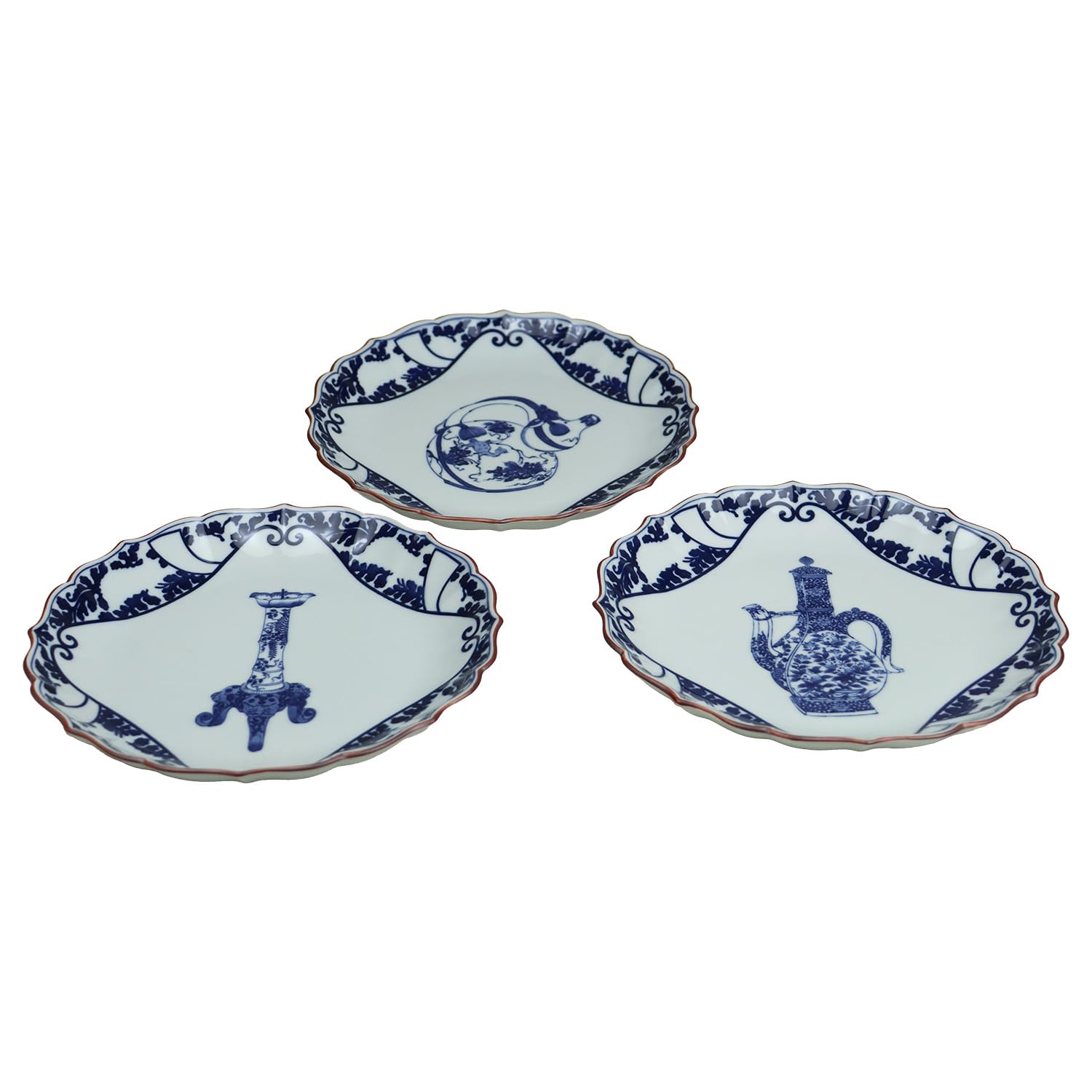 

Set of 3 Yuki Roman Old Imari Pattern Plates with Kikyo Rims, 7-inch, Gorgeous, Old Imari Romance [Arita Ware, Made in Japan], Luxury Gift
