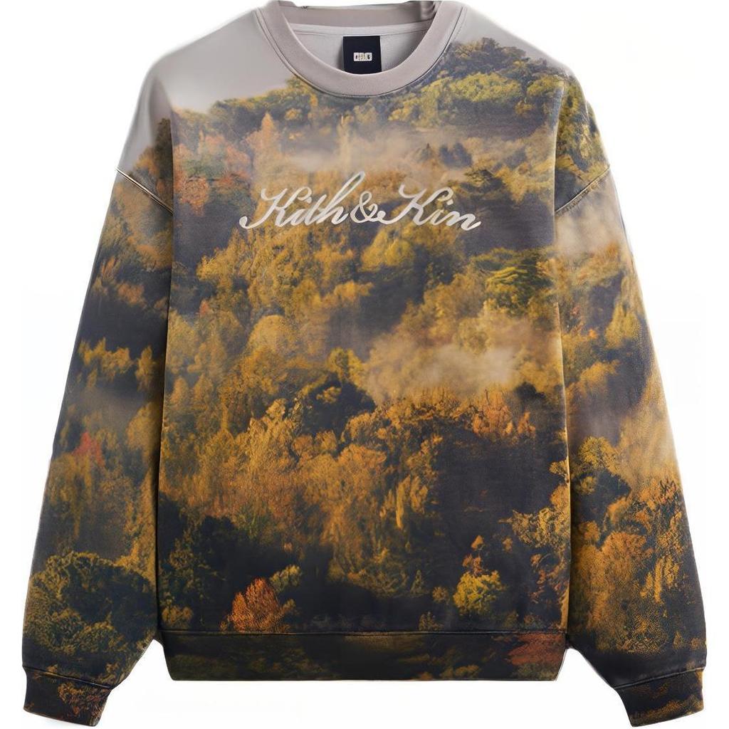 Kith Foliage Nelson Crewneck Laurel Unisex Tops Multi-Color KHM031510-358