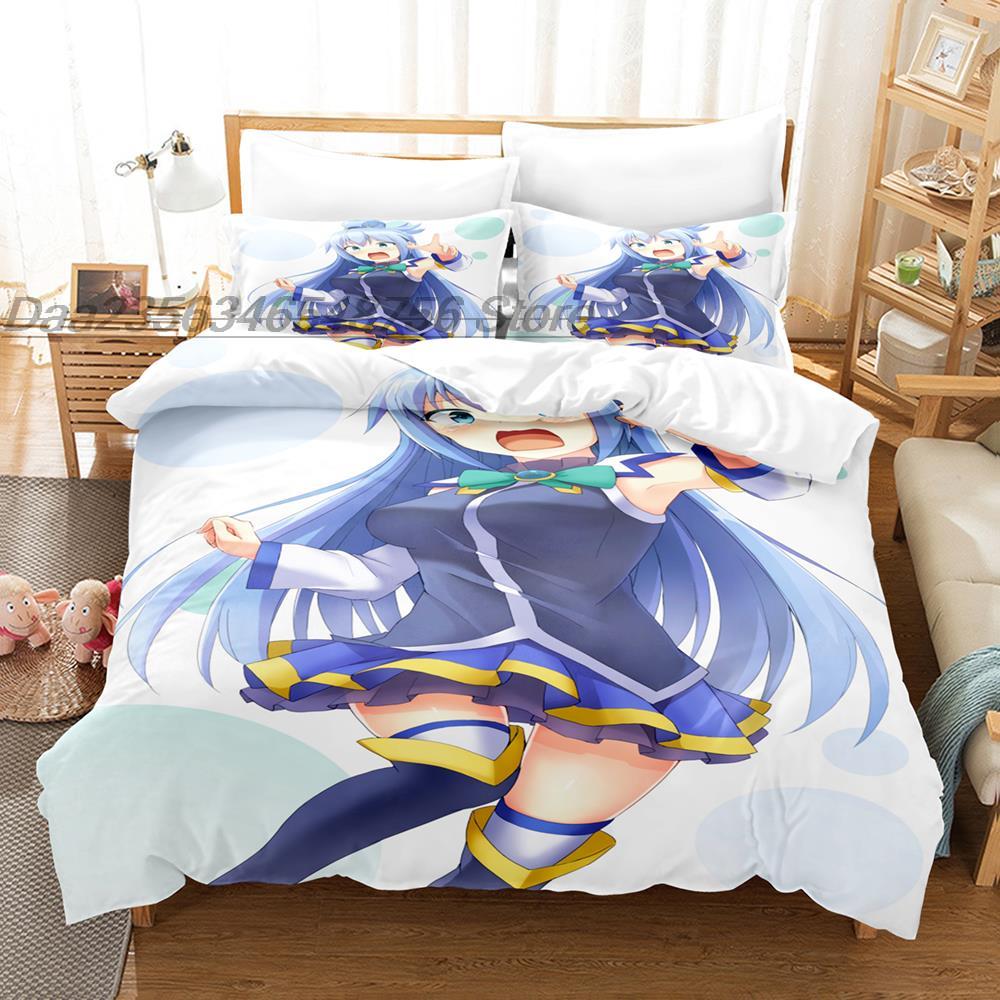 3D Print Anime Kawaii Girls Minato Aqua Bedding Set Single Twin Full Queen King Size Bed Set Adult Kid Bedroom Duvet cover Sets