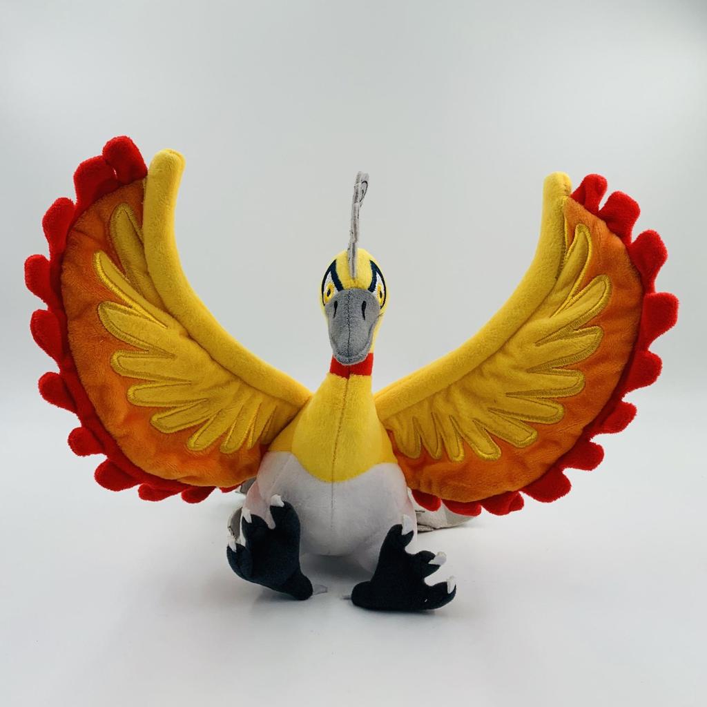25CM Ho-Oh Red Orange Mythical Phoenix Plush Doll with Standable Wings