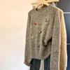 Korean Cute Puppy Embroidery Soft Pullover Sweater, Women's Skin-Friendly Knitwear, Spring/Autumn High-Quality Feel.
