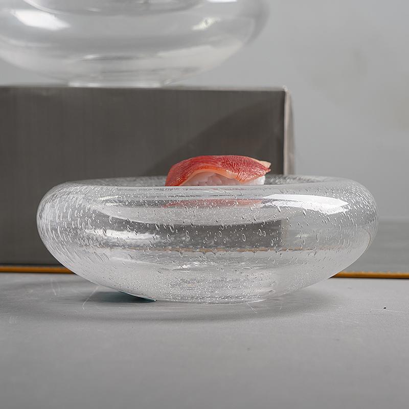 Doppelwandiges Blasen-Glasgeschirr, Dessertteller, Hochwertiges Restaurant Kaltgerichte, Japanische Küche Sashimi-Platten, Kunst Geschirr