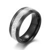 Trendy 8mm Rose Gold Color Vintage Imitated Meteorites Inlaid Rings Men Stainless Steel Rings for Men Wedding Band Jewelry Gifts