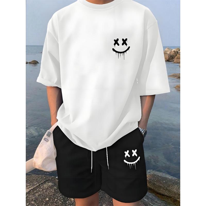 2 Piece Summer Casual Everyday Men's Short Sleeve Shorts Set Hawaiian Print Men's T-shirt Outdoor Sports Men's Beach Shorts