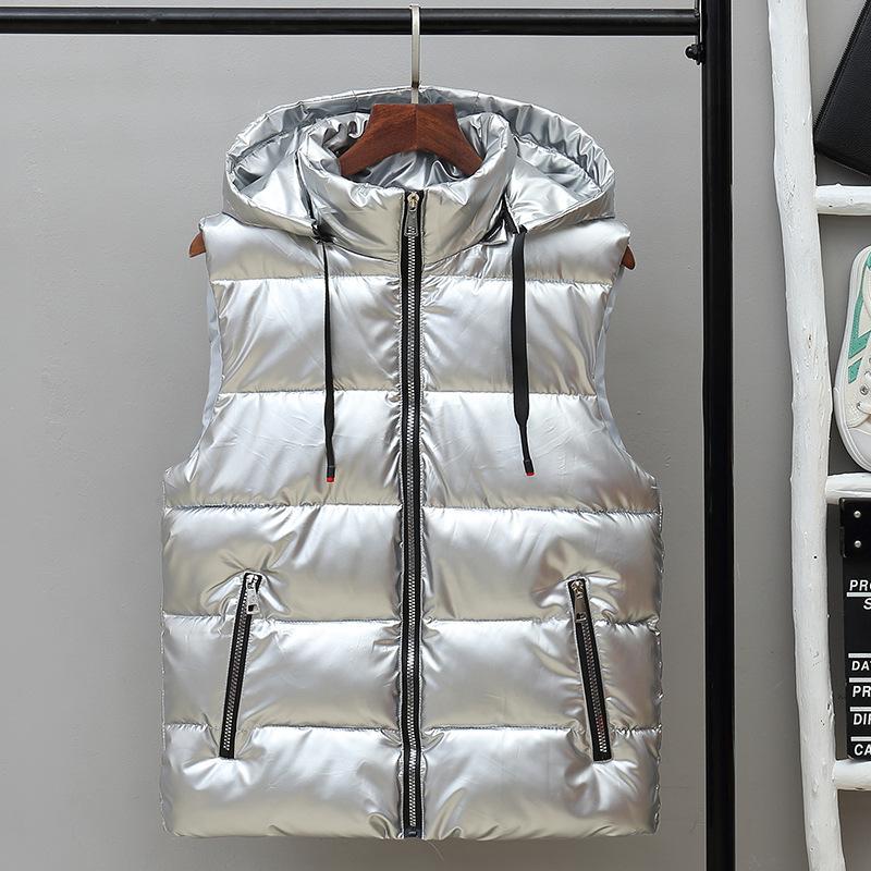 Men's Vest Autumn and Winter Glossy Jacket Thickened Cotton Vest Thermal Vest Korean Version Trendy Outer Wear Couple Vest